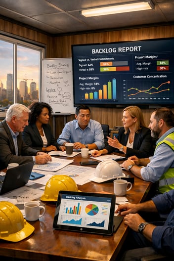 Leadership team meets to discuss construction backlog