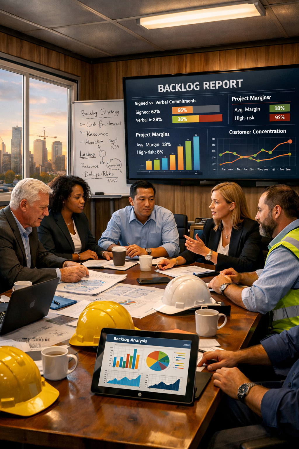 Leadership team meets to discuss construction backlog
