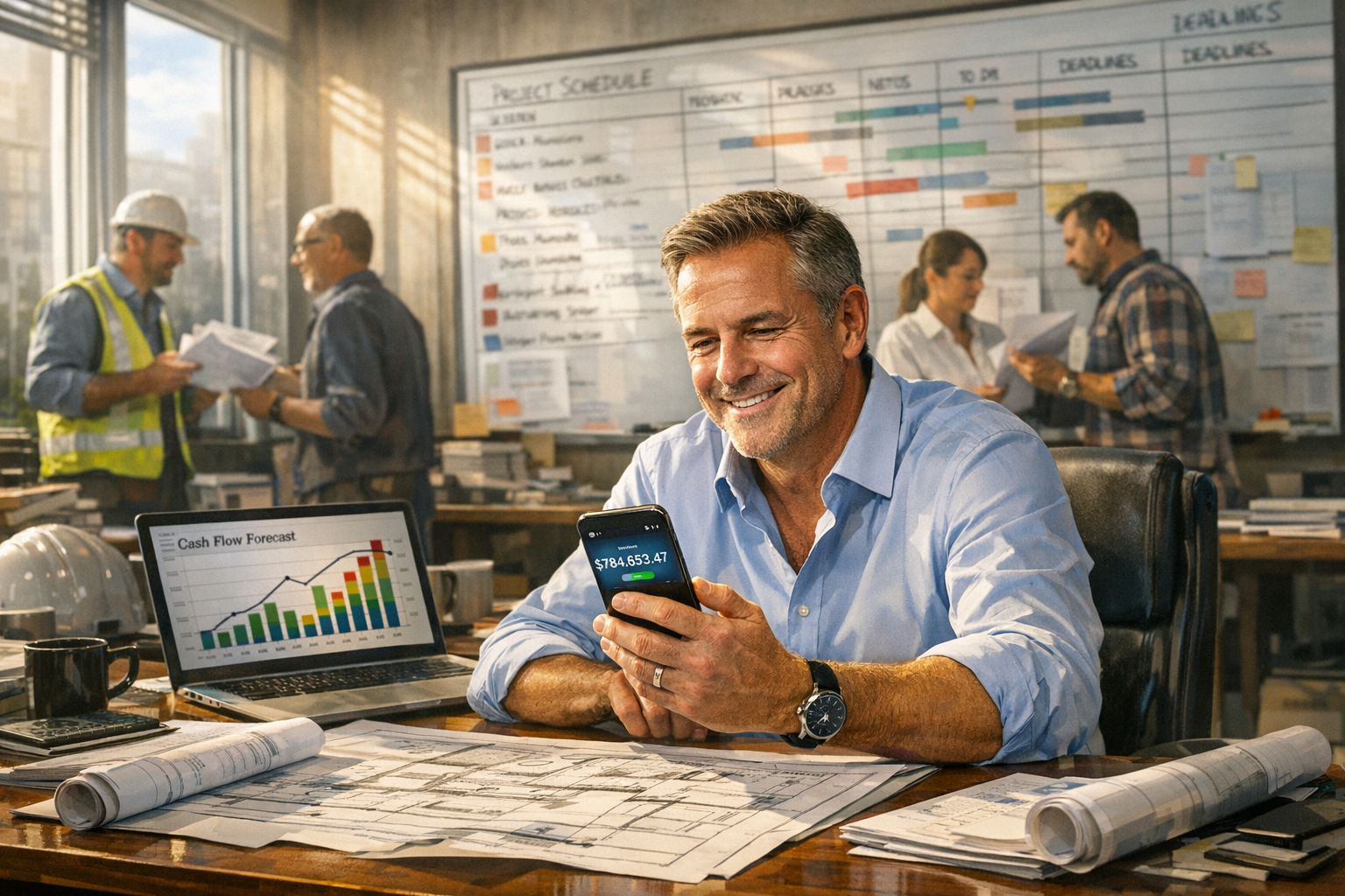 Construction owner looking at cash flow